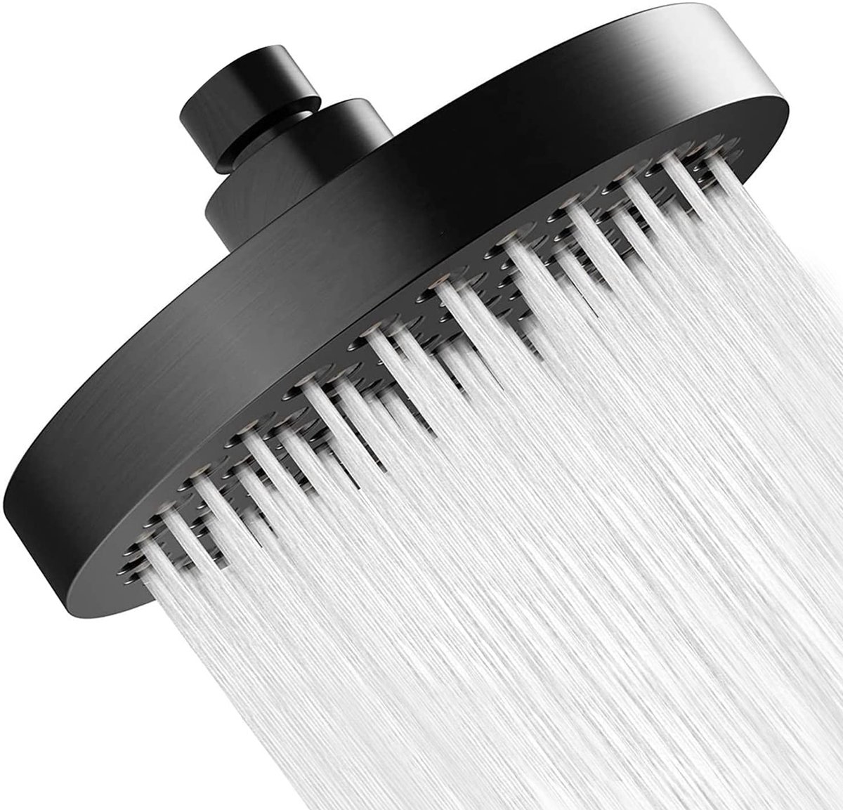 SnelShoppen - Douchekop Regendouche Zwart 15,24 cm - Anti-Kalk Sproeiers - Hogedruk Hoofddouche - Waterbesparend - Ronde 360° Verstelbare Spaardouchek