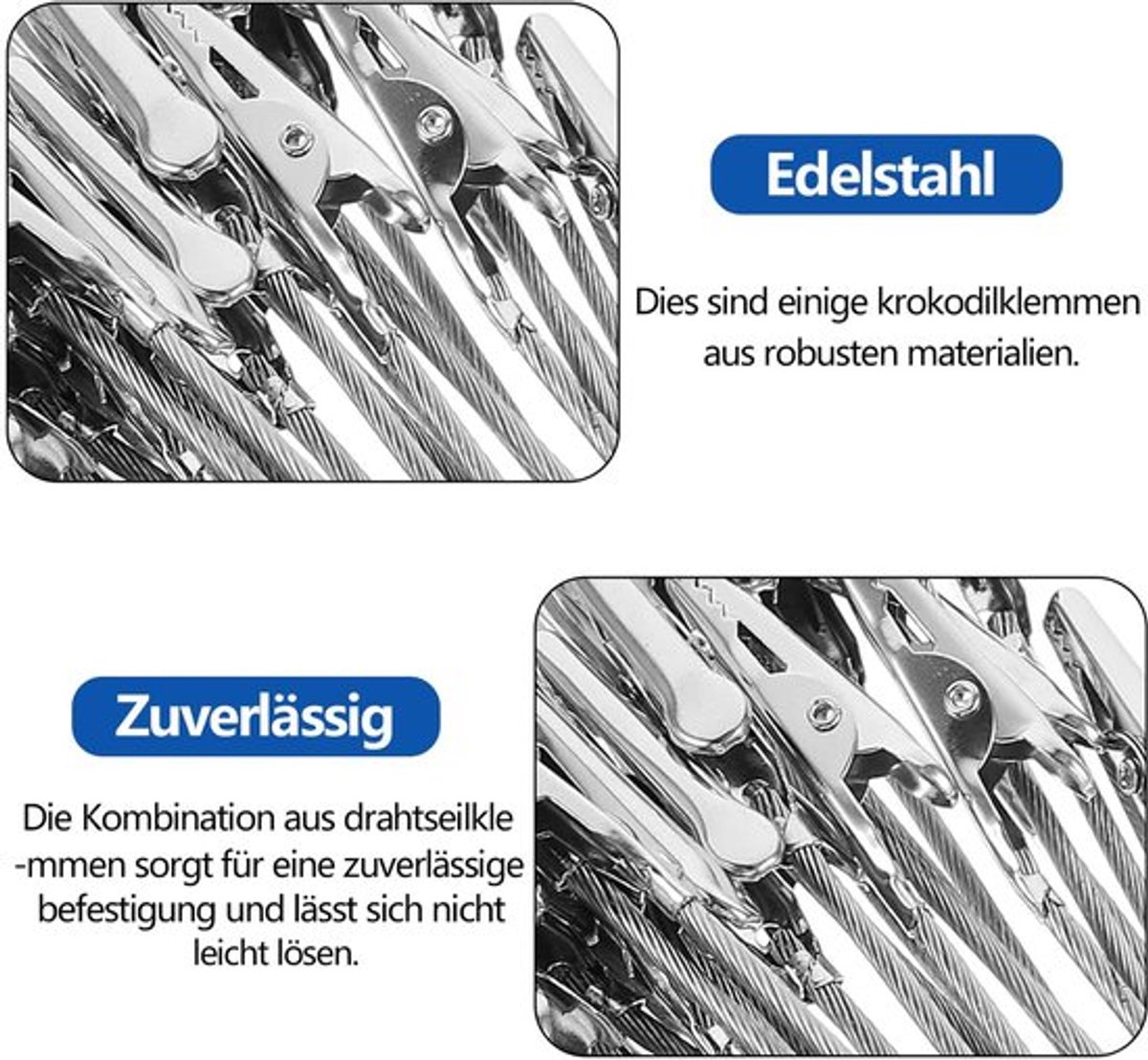 Krokodillenklemmen Set - 50 Stuks Metaaldraad - 15 cm Klemmen - Fotoclips - Notitiehouder - Zilver Metaal - Fotoklem