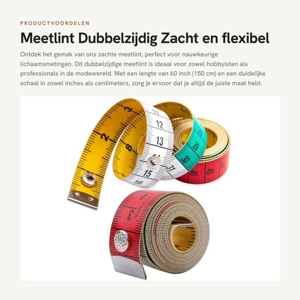 Meetlint Dubbelzijdig 60 inch/150 cm - Zacht - Lichaamsmeting - Naaien - Omtrek - Hoogwaardig PP Materiaal - Meetlintje