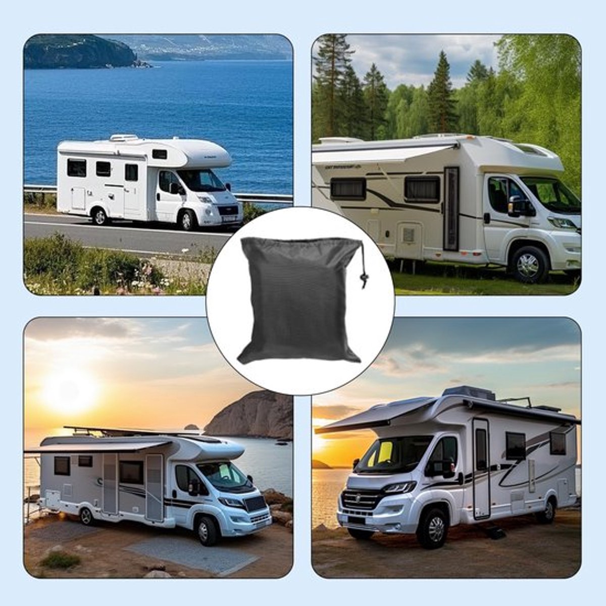 Caravanhoes Waterdicht - 210D Oxford-stof - UV-bestendig - Eenvoudige bevestiging - Bescherming tegen zon/wind - Onderhoudsvriendelijk - Afdekhoes