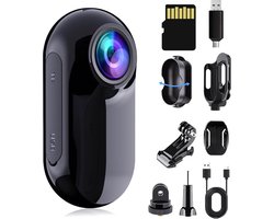 SnelShoppen – 1080p Mini Actiecamera – Duimgrote Helmcamera – Bodycam – 16GB Geheugen – POV-Camera voor Fietsen, Reizen en Outdoor Avonturen – Zwart