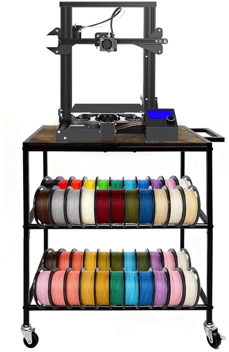 Mobiele Opslagrek voor 3D Printer Filament met Wielen, Stevige Spoelhouder, Organizer voor Werkplaats en Kantoor, Ideaal voor Printaccessoires en Werkstations