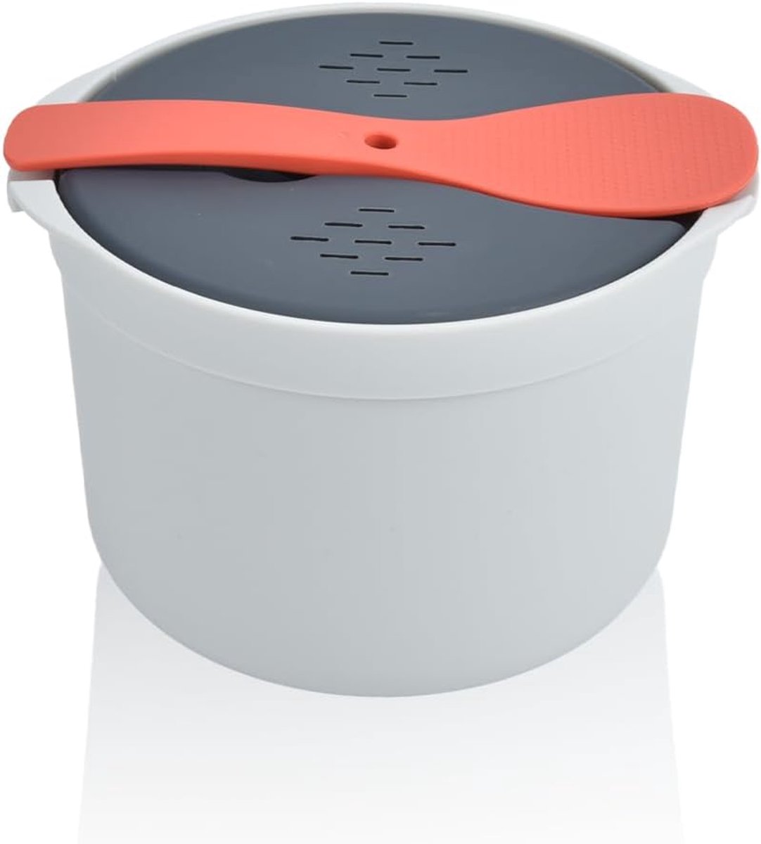 SnelShoppen - Magnetron Rijstkoker 2L - Pasta Stomer, BPA-vrij PP Materiaal, Druk Stoompan met Lepel, Deksel en Zeef - Ideaal voor Thuis, Kantoor en R