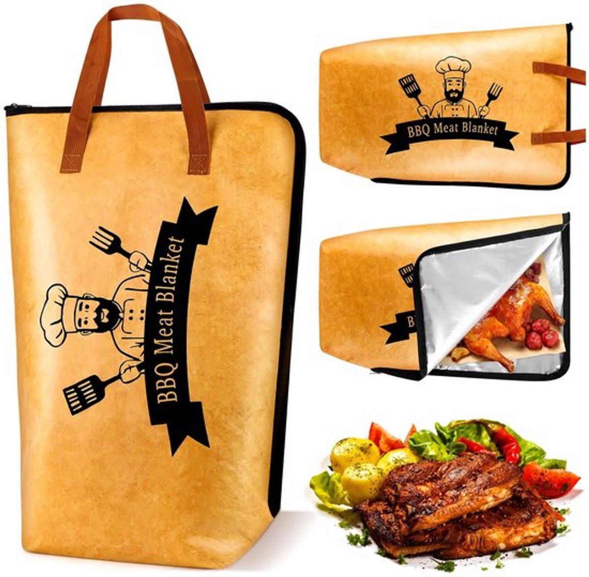Warmhoudzak Vijf Lagen Isolatie - Barbecue Accessoire - Campingaccessoire - Brede Opening - Ideaal voor Vlees - 38 x 55 x 17 cm - Barbecue Tas