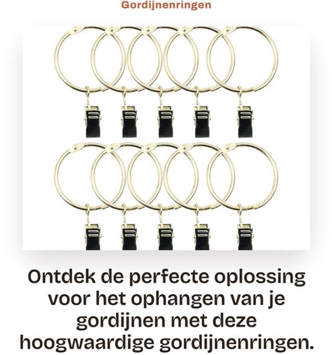 Gordijnringen Roestvrij Staal - 40 Stuks - Met Clips - 1,5 Inch - Sterke Spanclip - Voor Zwaardere Gordijnen - Gordijnhaken