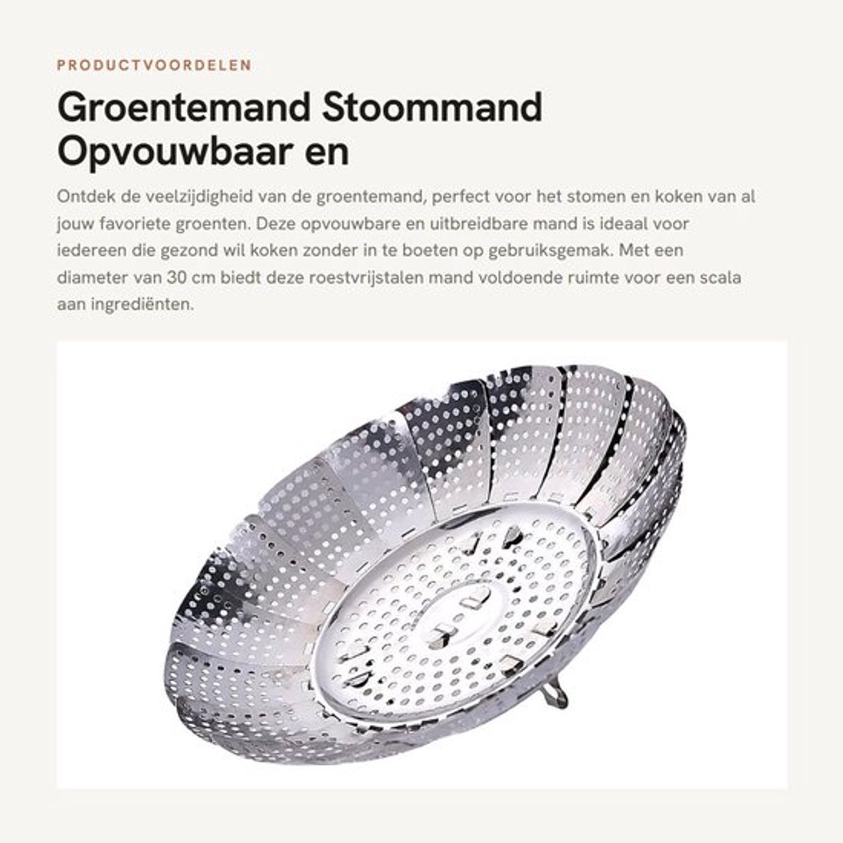 Groentemand Roestvrij Staal - Opvouwbaar - Stoommandje - Afvoergaten - Draagbaar - Flexibel Ontwerp - Stoommand