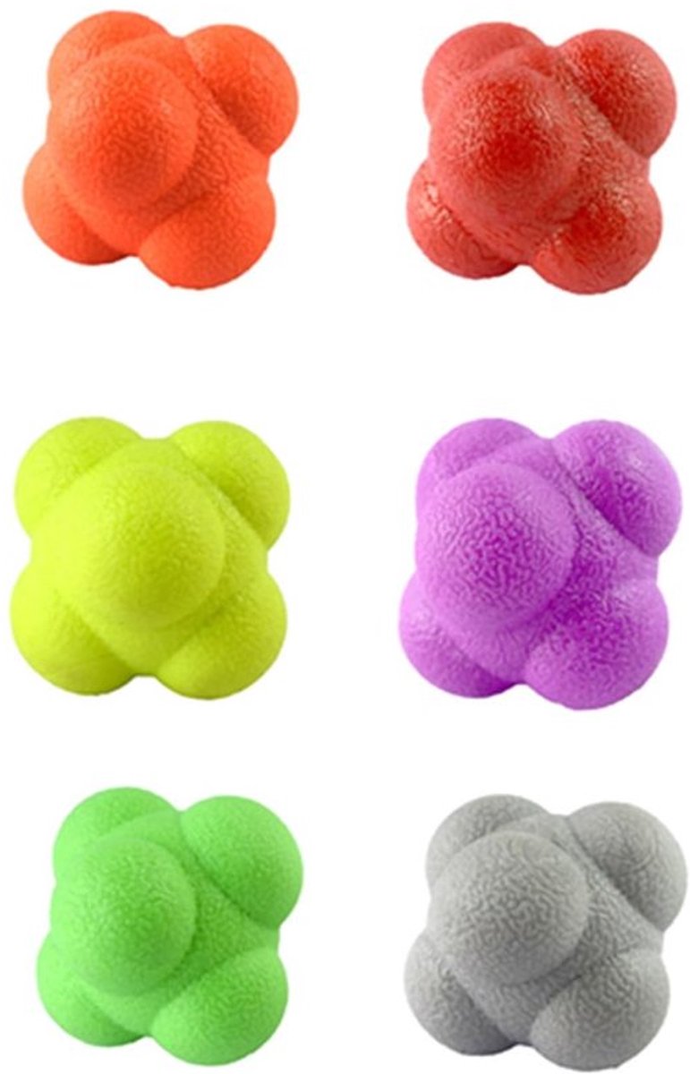 Trainingsballen 6 Stuks - Hexagonale Reactieballen - Zacht Rubber - Hand-oogcoördinatie - Dynamische Rebound - 5,5 cm