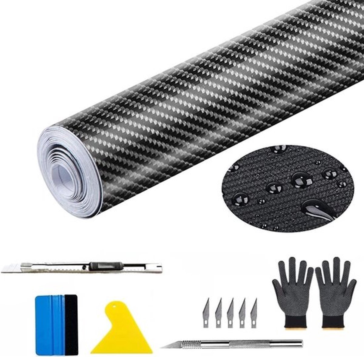 Autofolie Hoogglans 6D - 300 x 30 cm - Carbonfolie - Zelfklevend - Slijtvast - Hoge Temperatuurbestendigheid - Car Wrap
