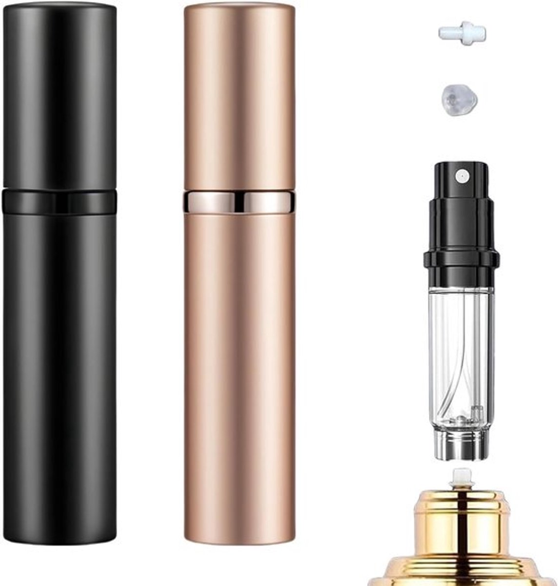 Navulbare parfumverstuiver, reisparfumhouder, draagbaar, mini reisparfumfles, met beschermkap, 5 ml