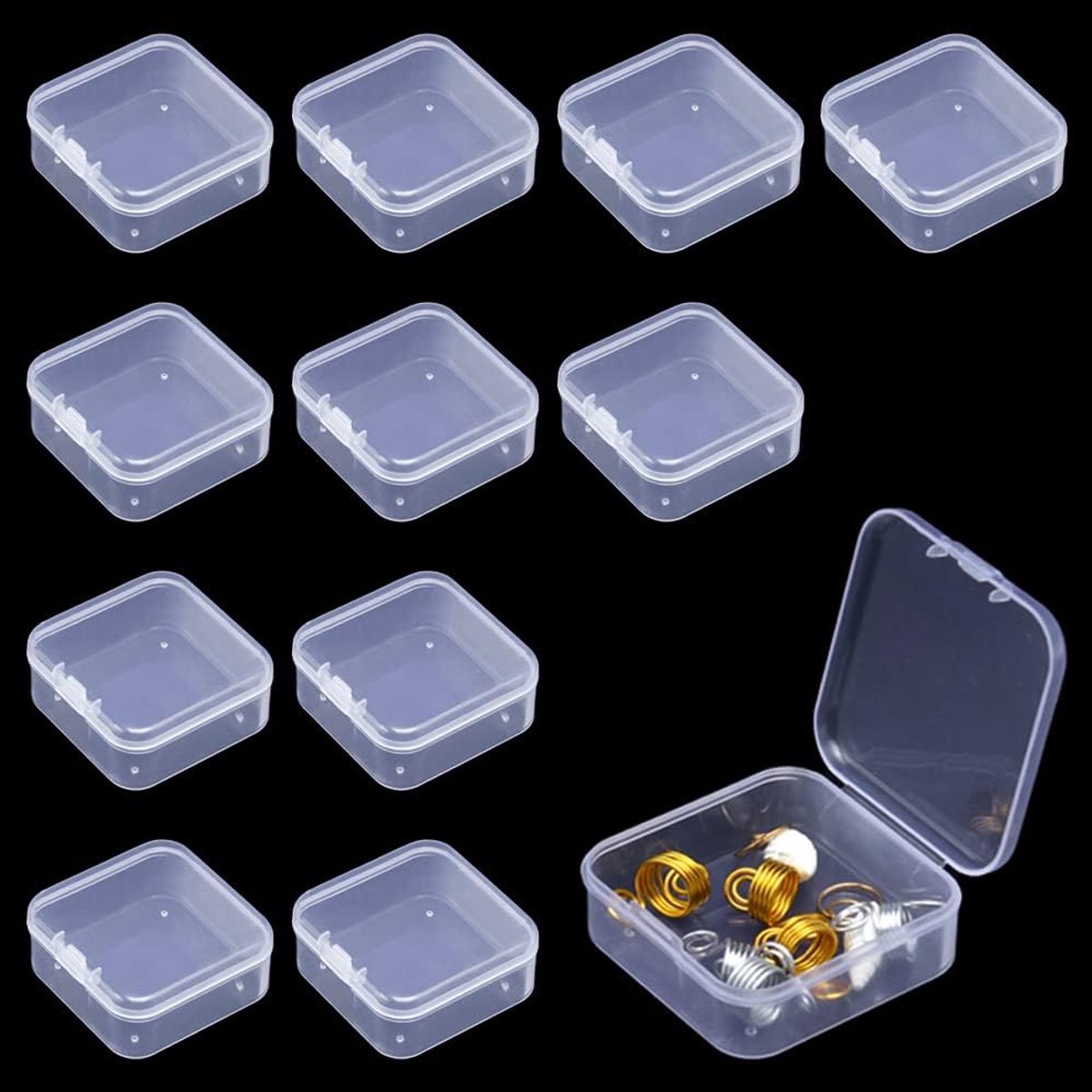Opbergdozen 12 Stuks - Transparant Plastic - Mini Formaat - Ideaal voor Kralen en Sieraden - ShopVlot