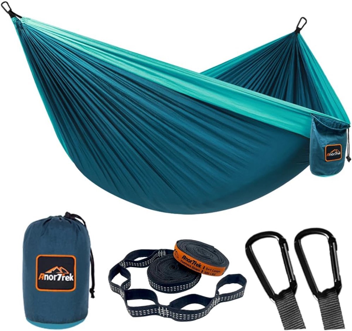 Camping Hangmat 280x140 cm – 2-Persoons Nylon Hangmat met Boomriemen, 230 kg Draagkracht – Blauw