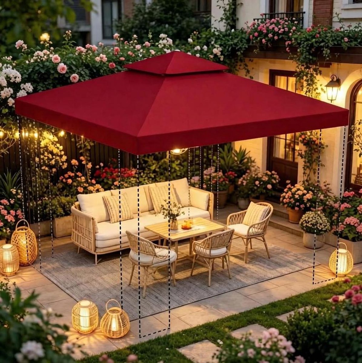 Stilvora Partytentonderdeel Dak 3 X 3 M Waterdicht Polyester Rood Voor Metalen Partytent Met Montageinstructie
