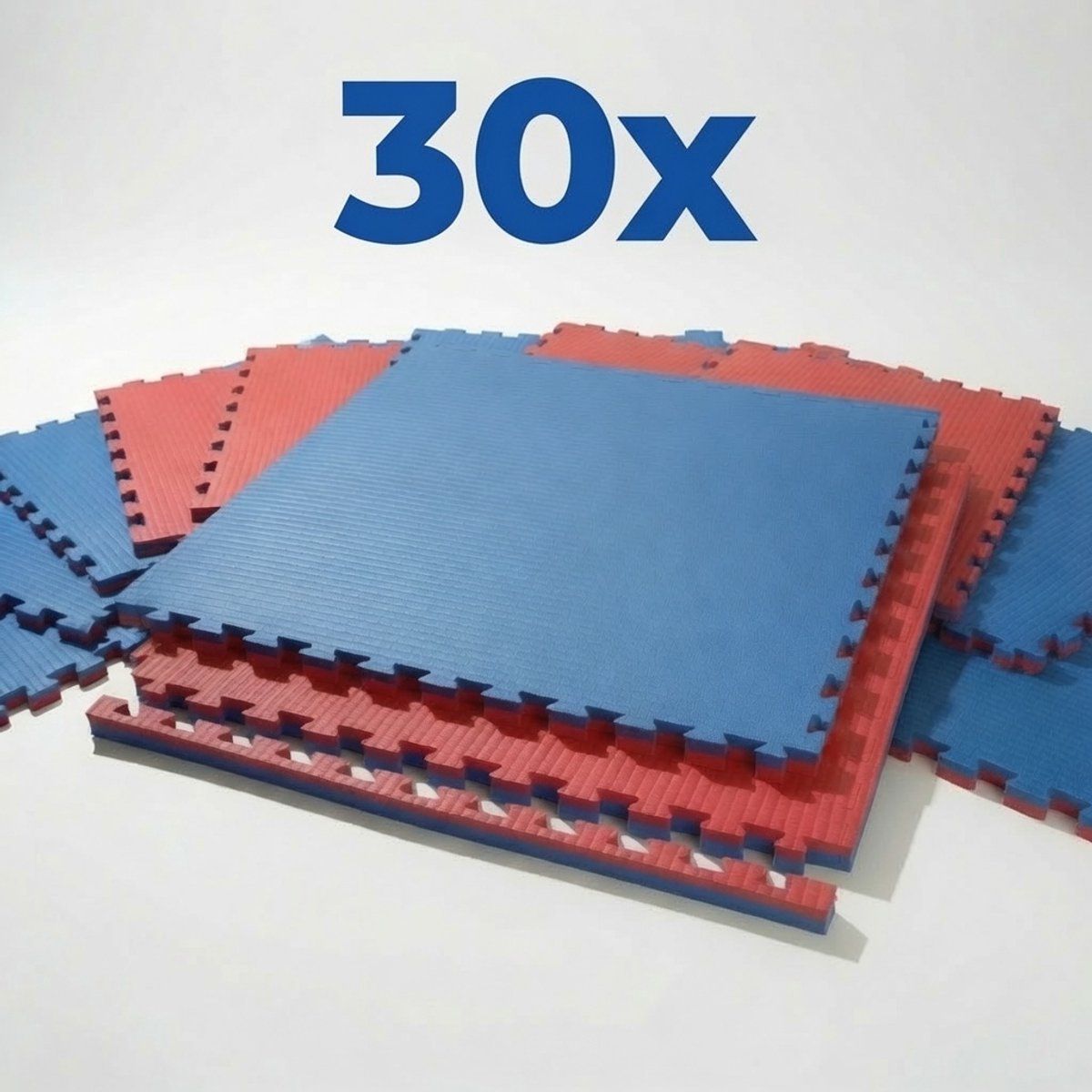 Toorx Tatami Puzzelmatten – Set van 30 – Vechtsportmat en Sportvloer – 30 m² – 100 x 100 x 2 cm – Rood/Blauw