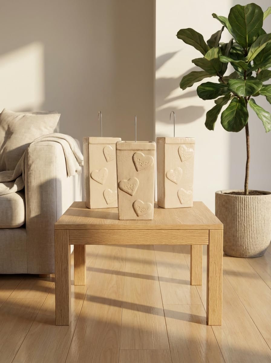 SnelShoppen - Keramische luchtbevochtiger, verwarmingsverdamper voor binnenlucht, waterverdamper met haken, radiator, 3 stuks, bruin, ideaal voor huis