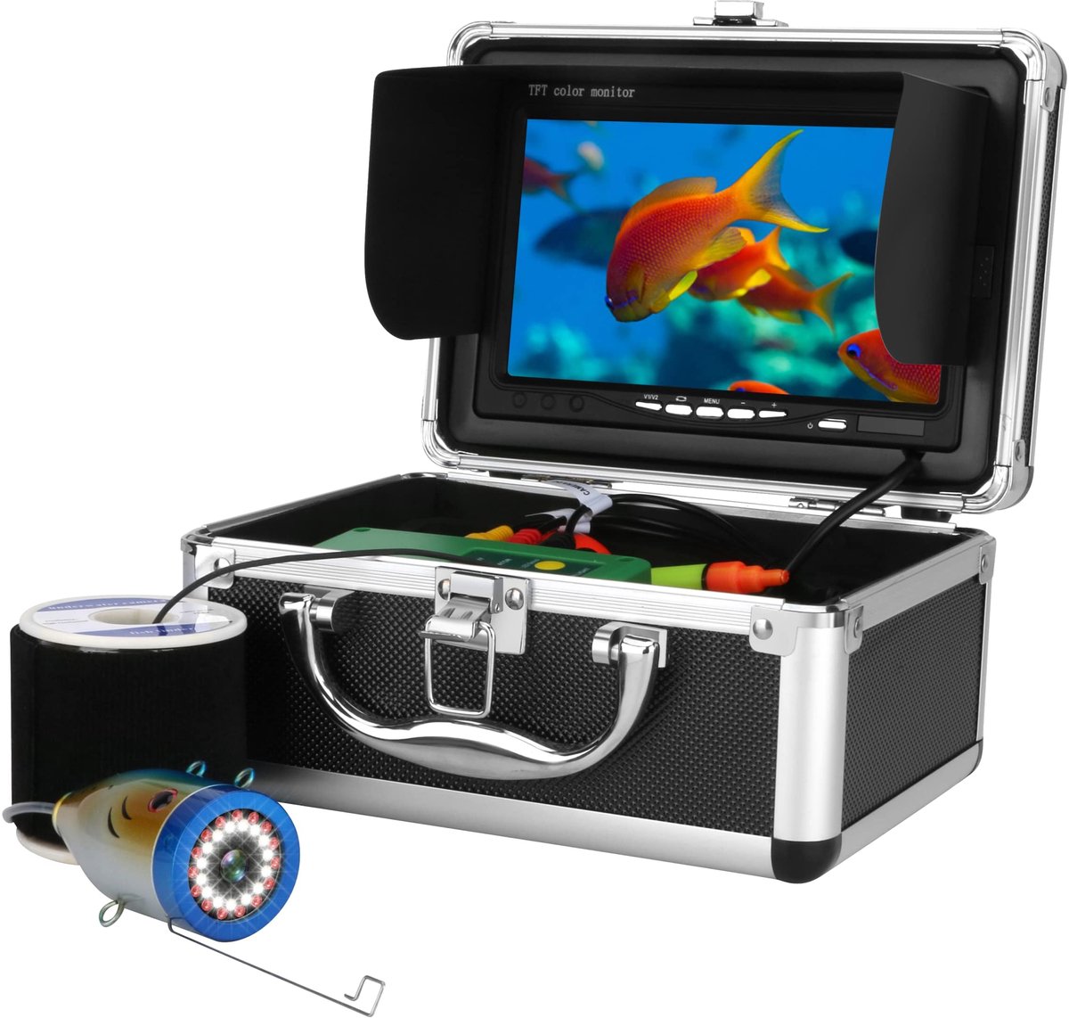 SnelShoppen - Onderwatercamera met 7 Inch Monitor, Viszoeker & Visvinder, 1000 TVL, Waterdichte Camera tot 15m, Ideaal voor Vissen op IJs, Meer en Boo