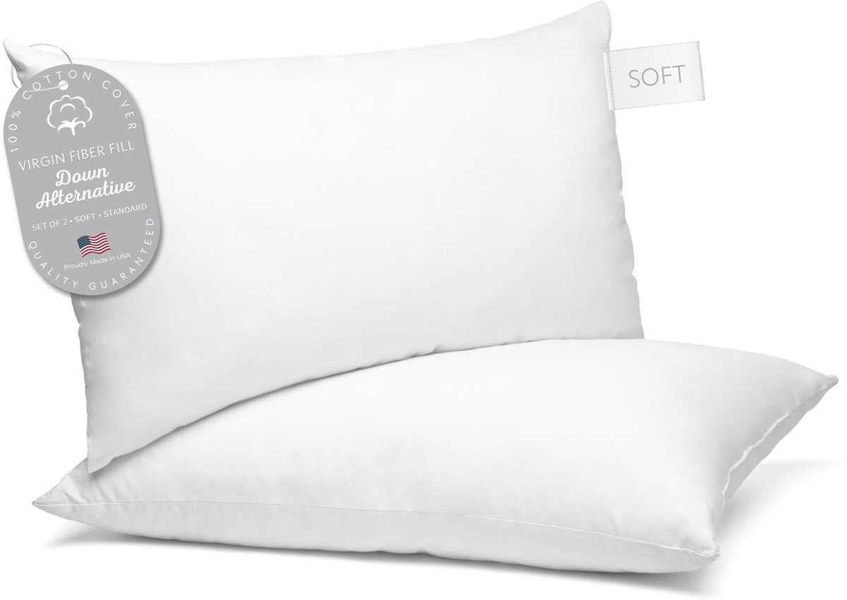 SnelShoppen - Digital Decor Set van 2 Katoenen Hotel Dons-Alternatief Kussens - Zilver Standaard 26x20 Inch - Koelend Comfort voor Buik- en Rugslapers