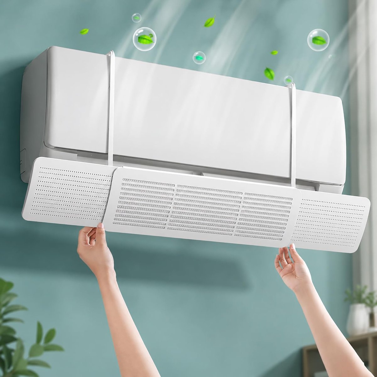 SnelShoppen - Universele Airconditioning Winddeflector 59-92 cm - Verstelbare Luchtkanalen voor Wandsplit-Airconditioners - 180° Richting - Zonder Bor
