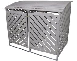 Containerombouw dubbel - grijs - 149x122x92 cm - met vergrendeling