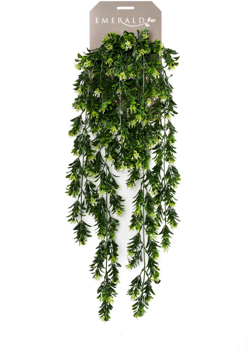 Emerald Kunst Hangplant Buxus Berry 75cm - Kunstplant voor binnen Groen
