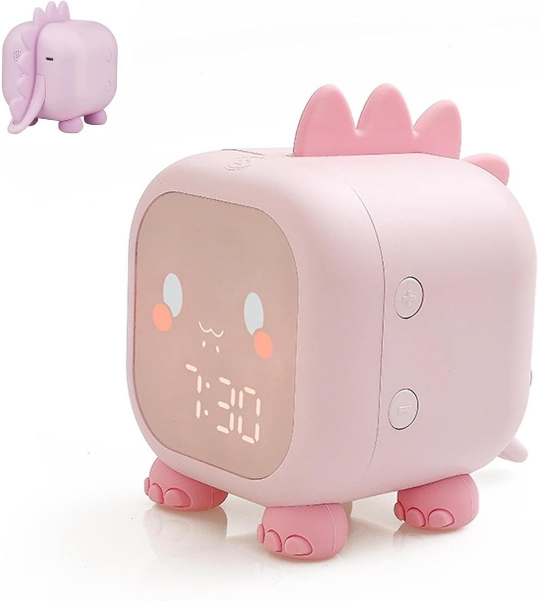 GELLDG Slaaptrainer – Wekker voor kinderen – Nachtlampje – Met timer, snooze-functie en slaaptraining – Wekker voor meisjes – Ontwerp met roze dinosaurus