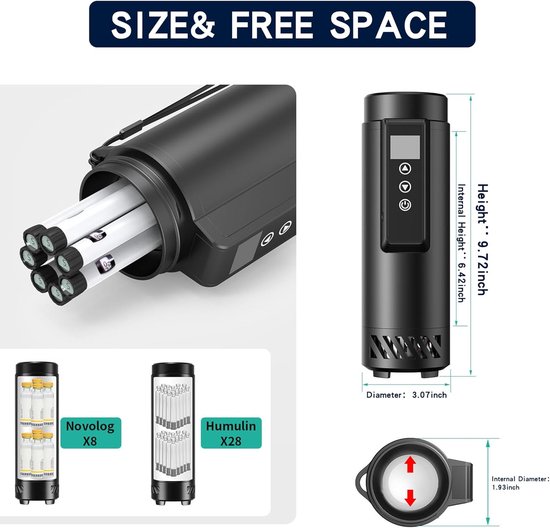 Diabetes Tas - Insuline Koeltas - Medische Koelbox - Medicijnen Koeler - Inclusief Draagtas en Oplader - Draagbare Insulinakoeler met USB-lader - zwart — afbeelding 5