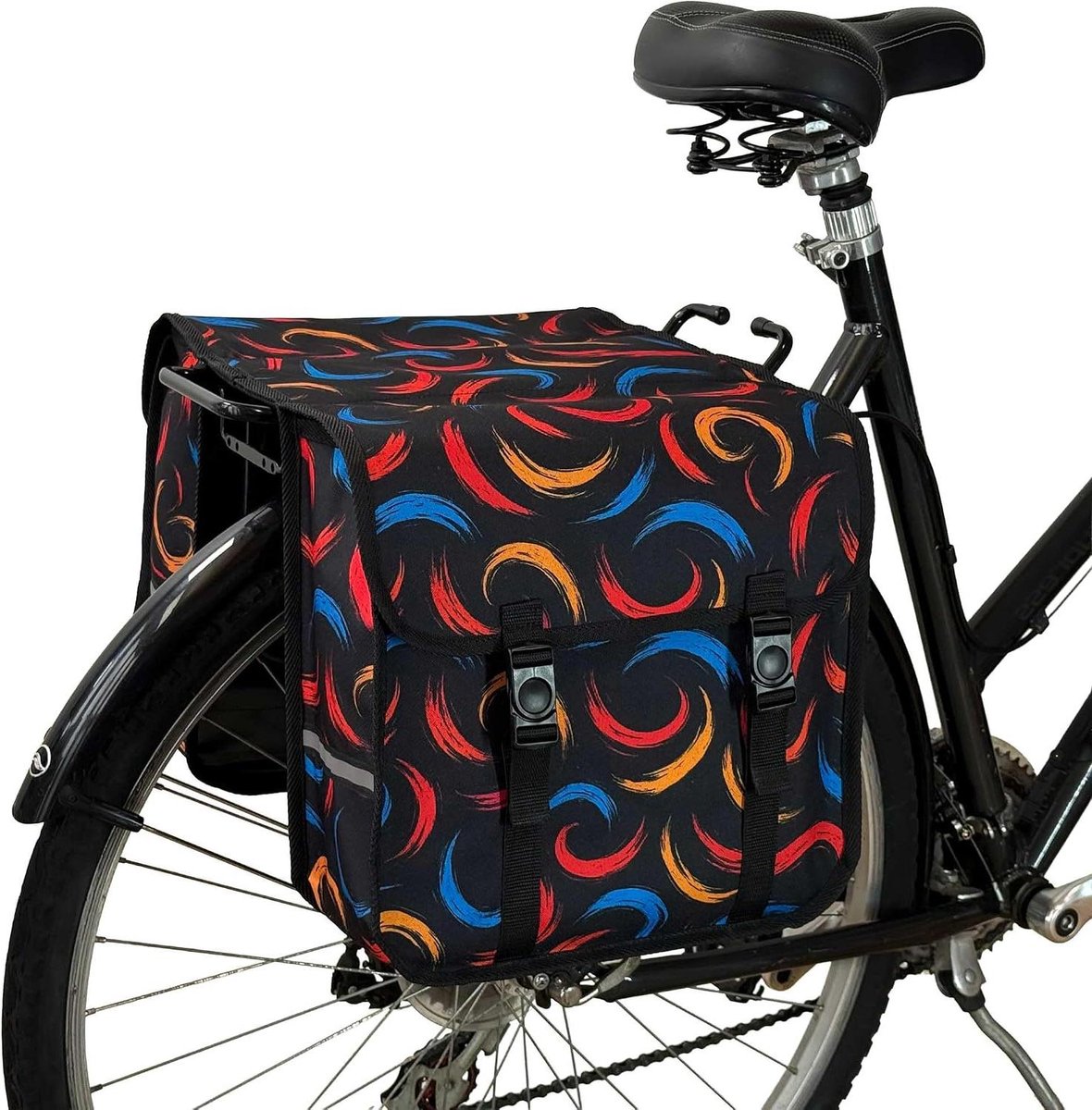 Dubbele Fietstas - Fietsbagage - Dagelijkse Rit - Volledig Bedrukt - 26 Liter - Bloemenpatroon