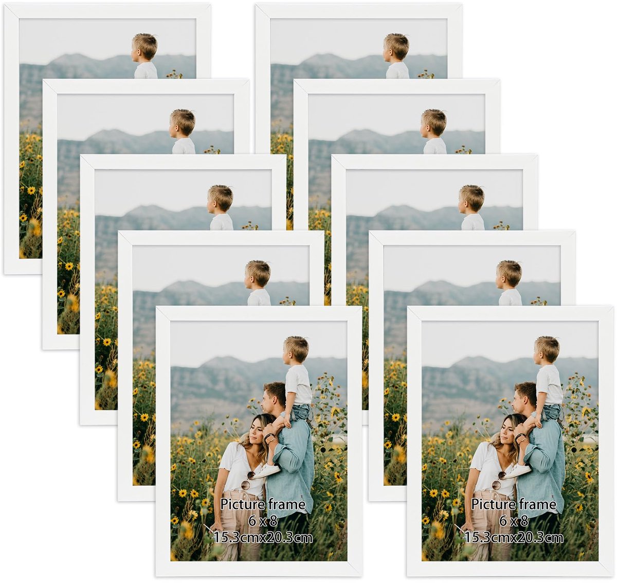 SnelShoppen - Fotolijst 15 x 20 cm Wit - Set van 10 Stuks - Wand- of Tafelstandaard voor Woonkamer, Slaapkamer en Kantoor - Ideaal voor Foto's en Heri