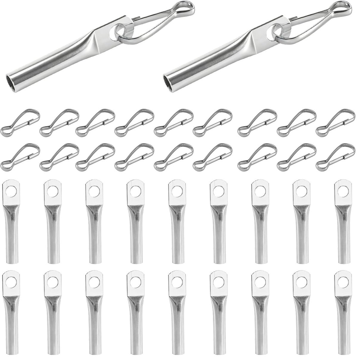 20 stuks verzinkte touwsluitingen met simplex-haken voor 8 mm touw, ideaal voor zeilbevestiging, afdekzeilen en touweindklemmen