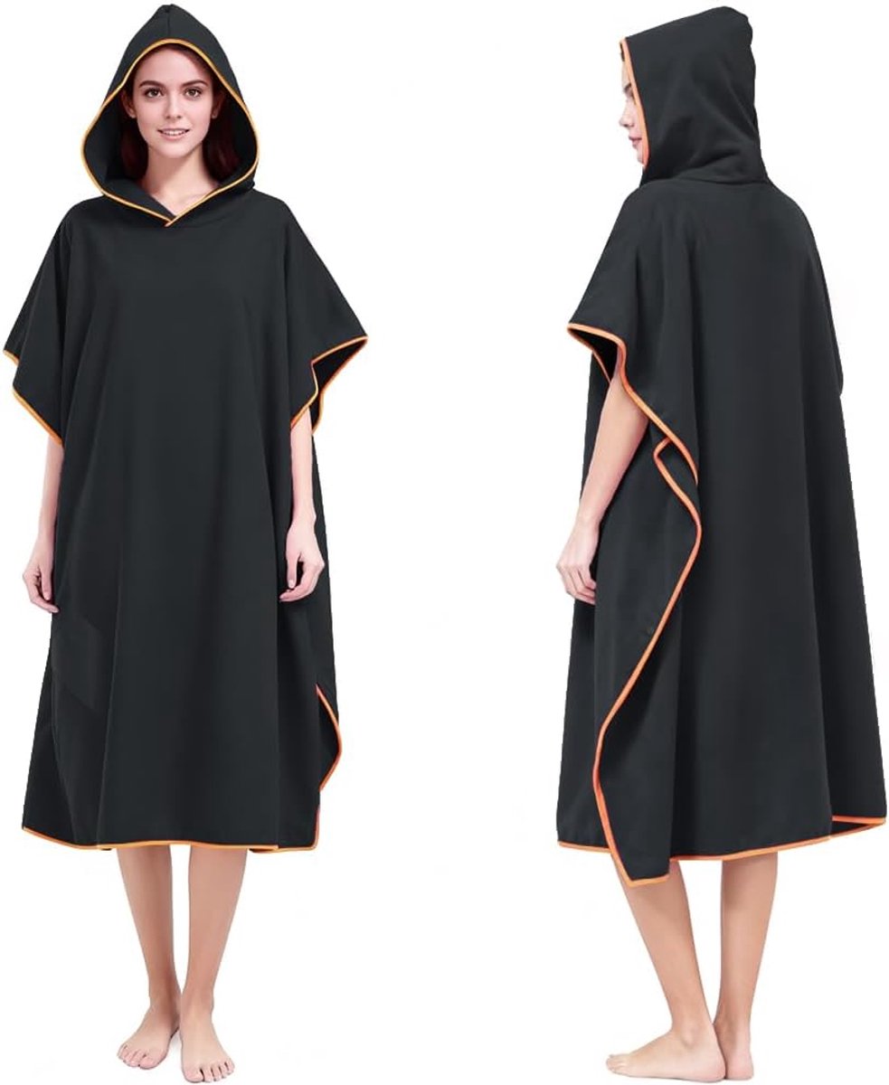 SnelShoppen - AUYAO Poncho-handdoek met Capuchon voor Volwassenen, Microvezel Wikkelgewaad, Extra Grote Badhanddoek met Zak, Universele Maat, Ideaal v