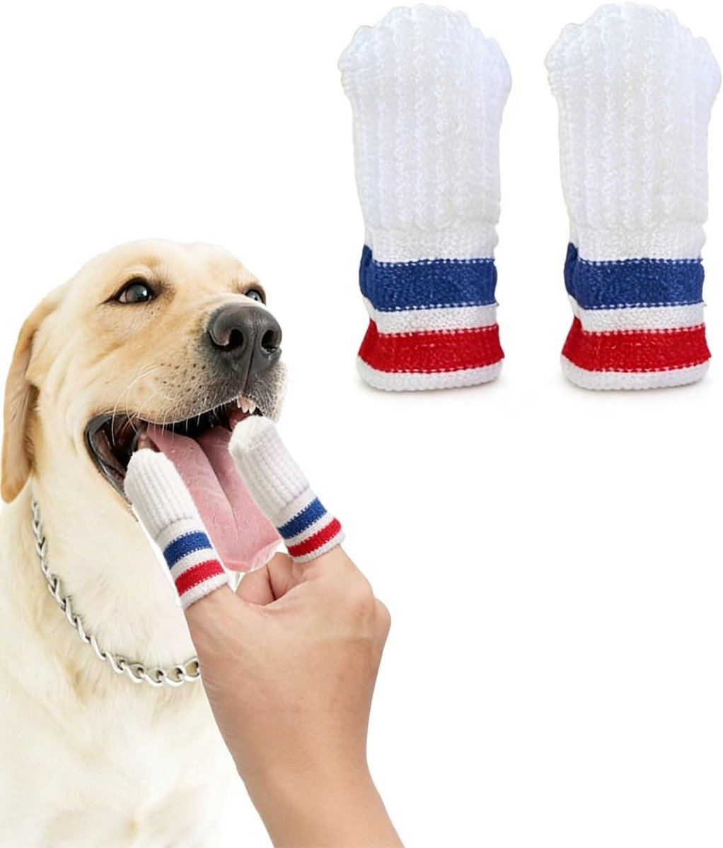 Honden tandenborstels, 2 stuks zachte vingerborstels voor tandverzorging, ideaal voor kleine en grote honden, effectief en comfortabel in gebruik