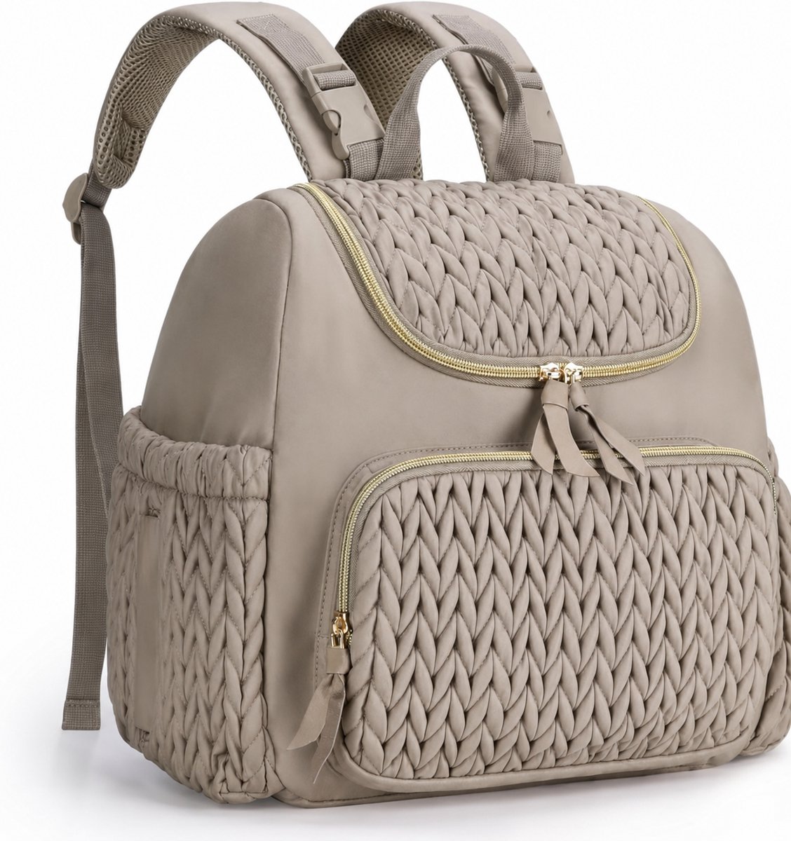 Bobypet - Rugzak - Luiertas - kleine luierrugzak - stijlvolle reisrugzak voor baby's met geïsoleerde vakken, verschoningsmatje en bevestigingsmogelijkheid voor de kinderwagen - abrikoos