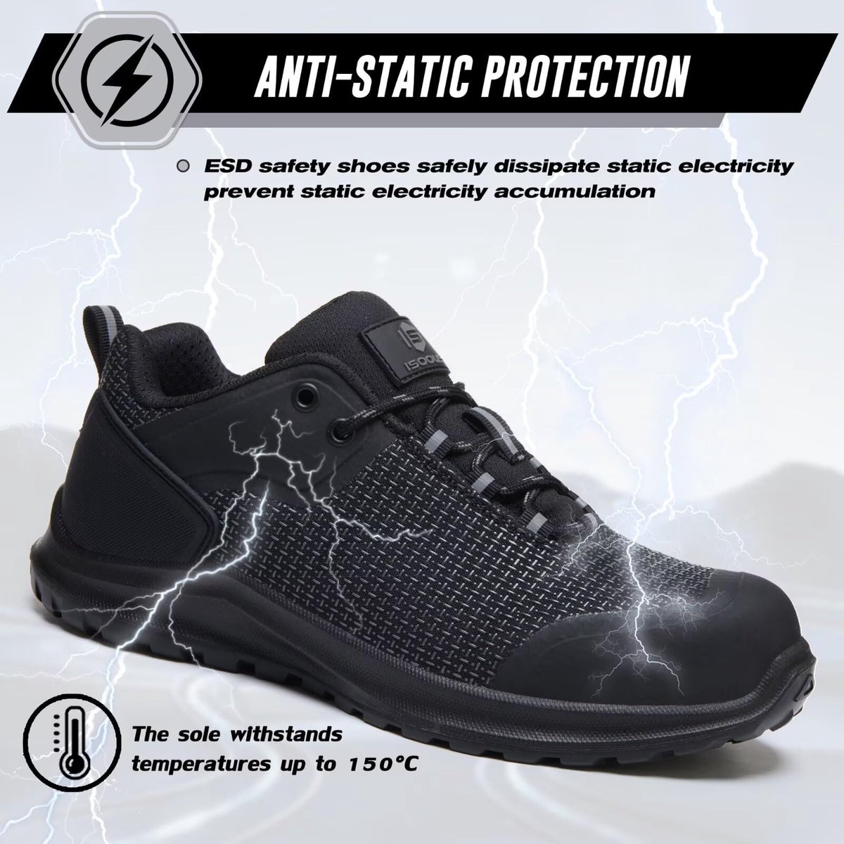 SnelShoppen - Veiligheidsschoenen Heren Dames S3 ESD Beschermende Schoenen SRC FO Werkschoenen Waterdicht Antislip Zwart Maat 37