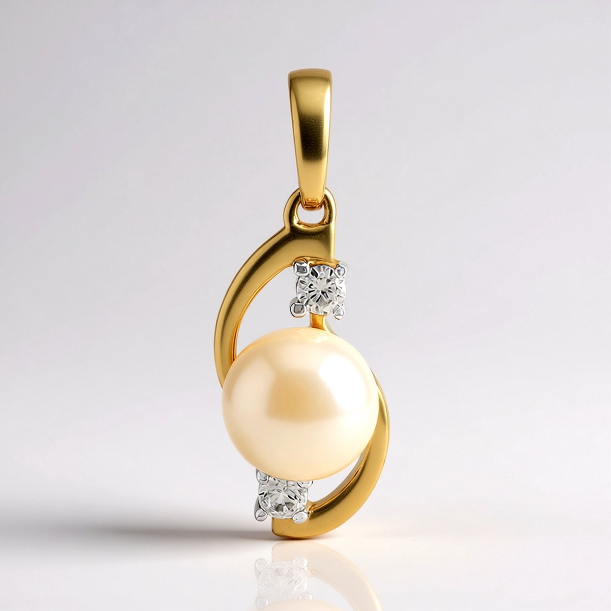 Cavill - Zilveren hanger met vergulde afwerking - Witte zoetwaterkweekparel 8 mm - 0,18 ct zirconia - Moderne elegante ketting chique dames