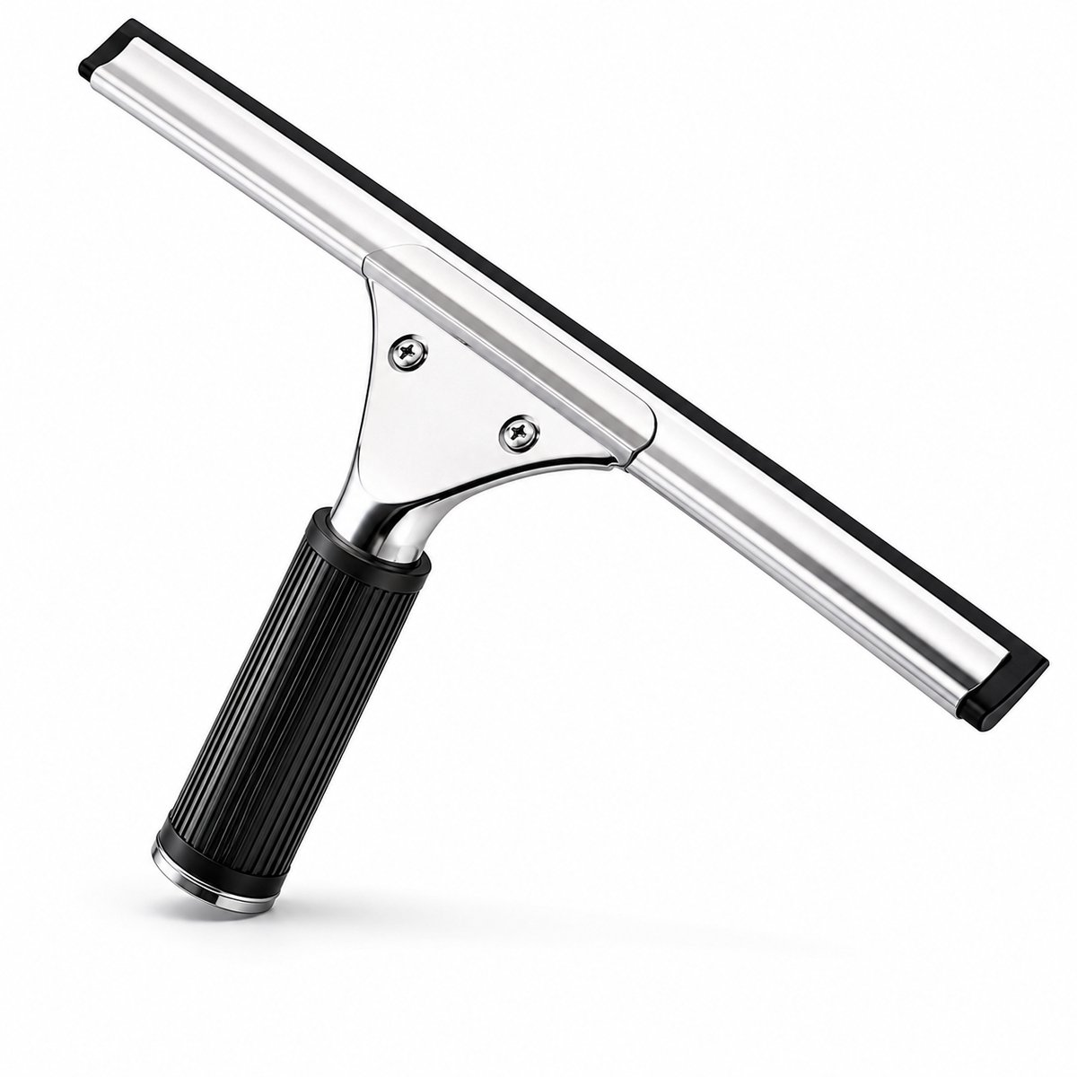 Raamtrekker 35 cm – Douchewisser – Wisser voor Douche, Ramen, Spiegel en Autoruit – RVS Glaswisser – Siliconen Raamwisser – Handtrekker – Douchetrekker Zwart/Zilver - Trekker