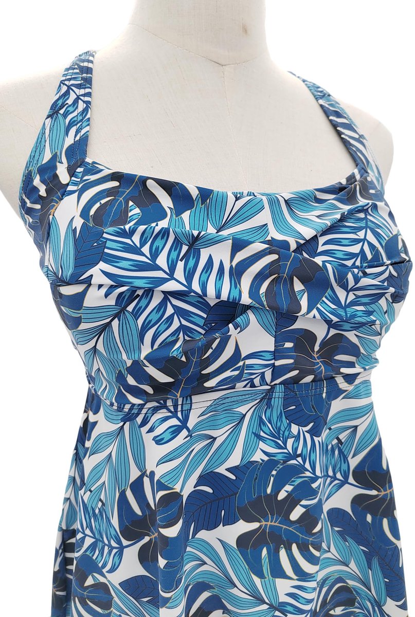 SnelShoppen - FLYILY Tankini Dames 2-delig met Shorts, Vintage Bloemenpatroon, Grote Maat 3XL, Badkleding voor Strand en Zwembad, Comfortabel en Stijl