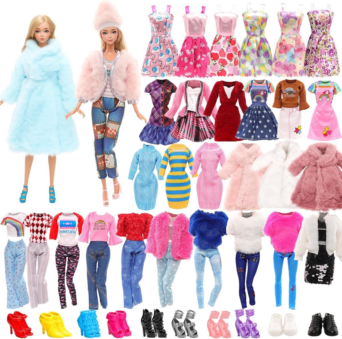 15 Jurken en 10 Paar Schoenen voor 11,5 Inch Poppen - Perfecte Outfit Set voor Speelplezier