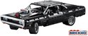 Zwarte Lego Charger met V8 motor en rollbar.