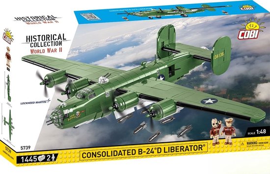 Doos van de COBI Consolidated B-24 Liberator modelbouwset, met de groene bommenwerper met twee piloten.