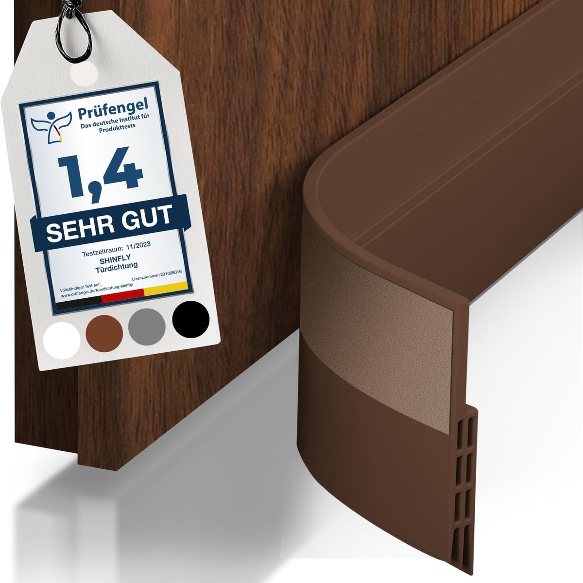 SnelShoppen - Door Seal Draught Excluder voor Deuren, 5 x 200 cm, Geluidsisolatie, Wind- en Insectenwerend, Bruin, Energie- en Kostenbesparend