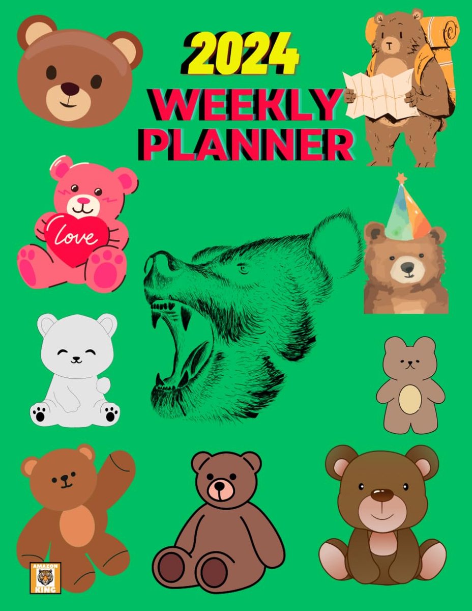 SnelShoppen - 2024 Weekplanner voor Kinderen, Tieners en Dierenliefhebbers - Schattige Beren en Puppy Beren - Perfect voor School, Thuis en Reizen - A