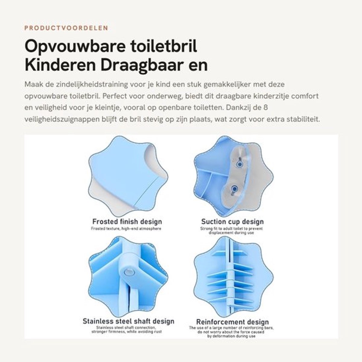 Opvouwbare Toiletbril - Draagbaar - Antislip - 8 Veiligheidszuignappen - Gemakkelijk te Reinigen - Hoogwaardig PP-Materiaal - Kinderzitje