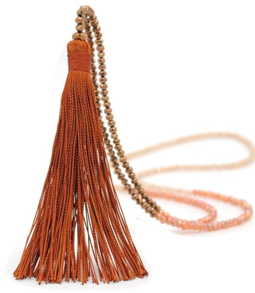 Parelketting Boheemse stijl - Lange Dames Halsketting - Kwast - Kralenketting - Elegante Sieraden - Omtrek 85-90 cm