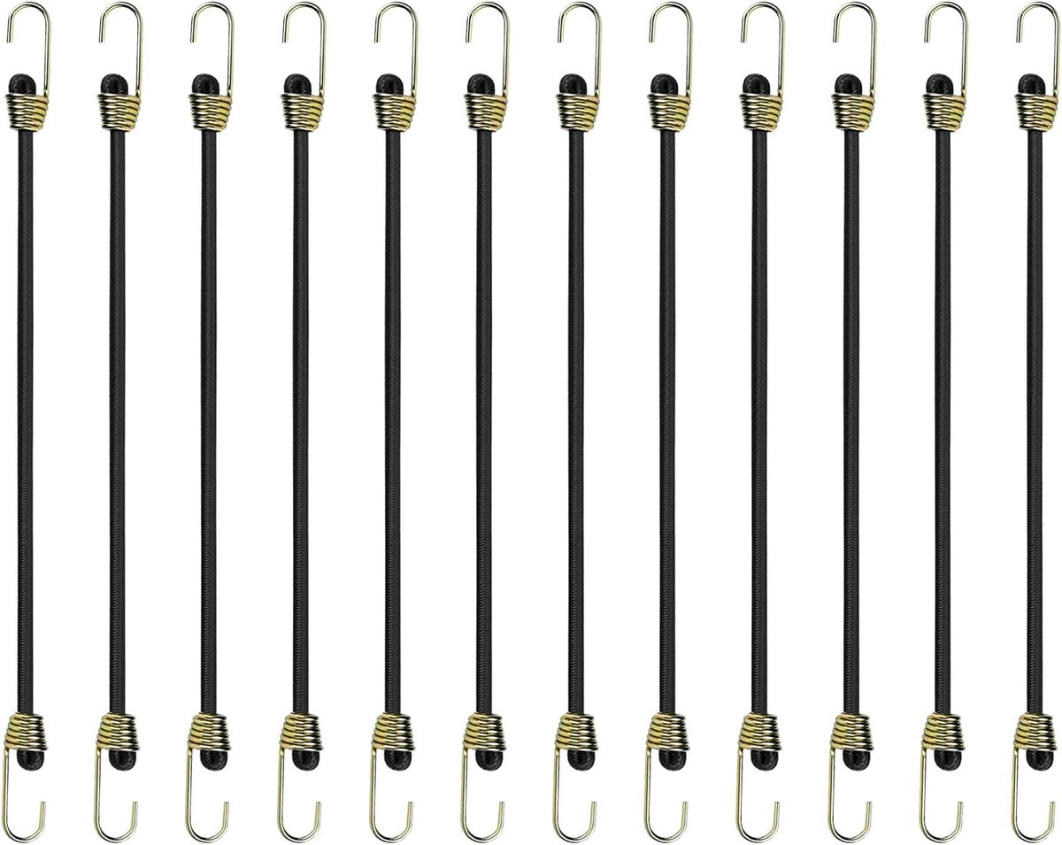 elastische touwen 25 cm - rubberen touw met haken - hoge sterkte - ideaal voor bevestiging - ShopVlot