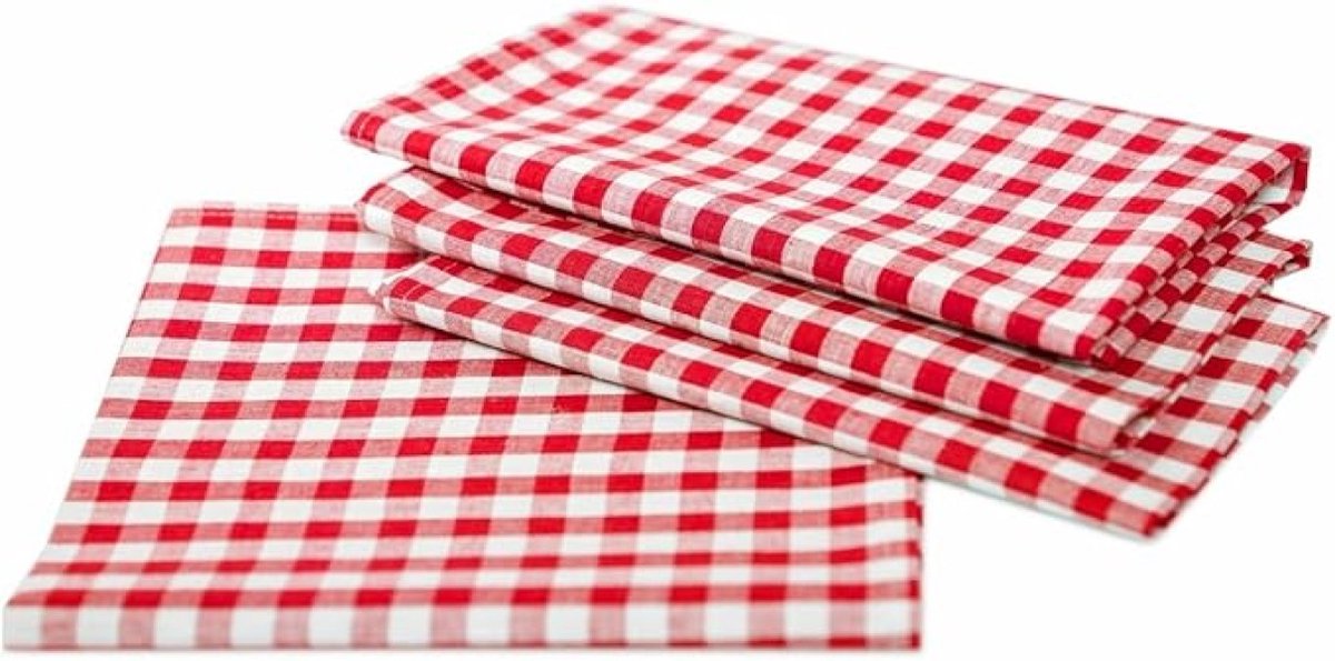 Geruit Tafelkleed 110x110 cm - Rood en Wit - 100% Katoen