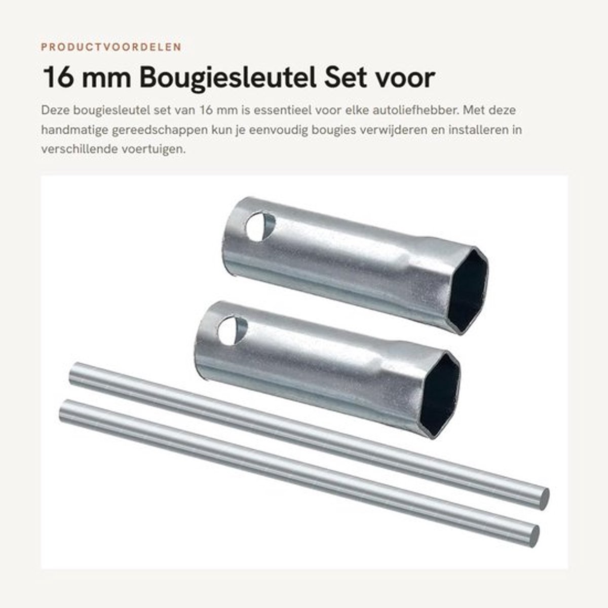 Bougiesleutel 16mm - Bougiedopsleutelset - Handgereedschap - Koolstofstaal - T-handgreep - Corrosiebestendig - Dopsleutel