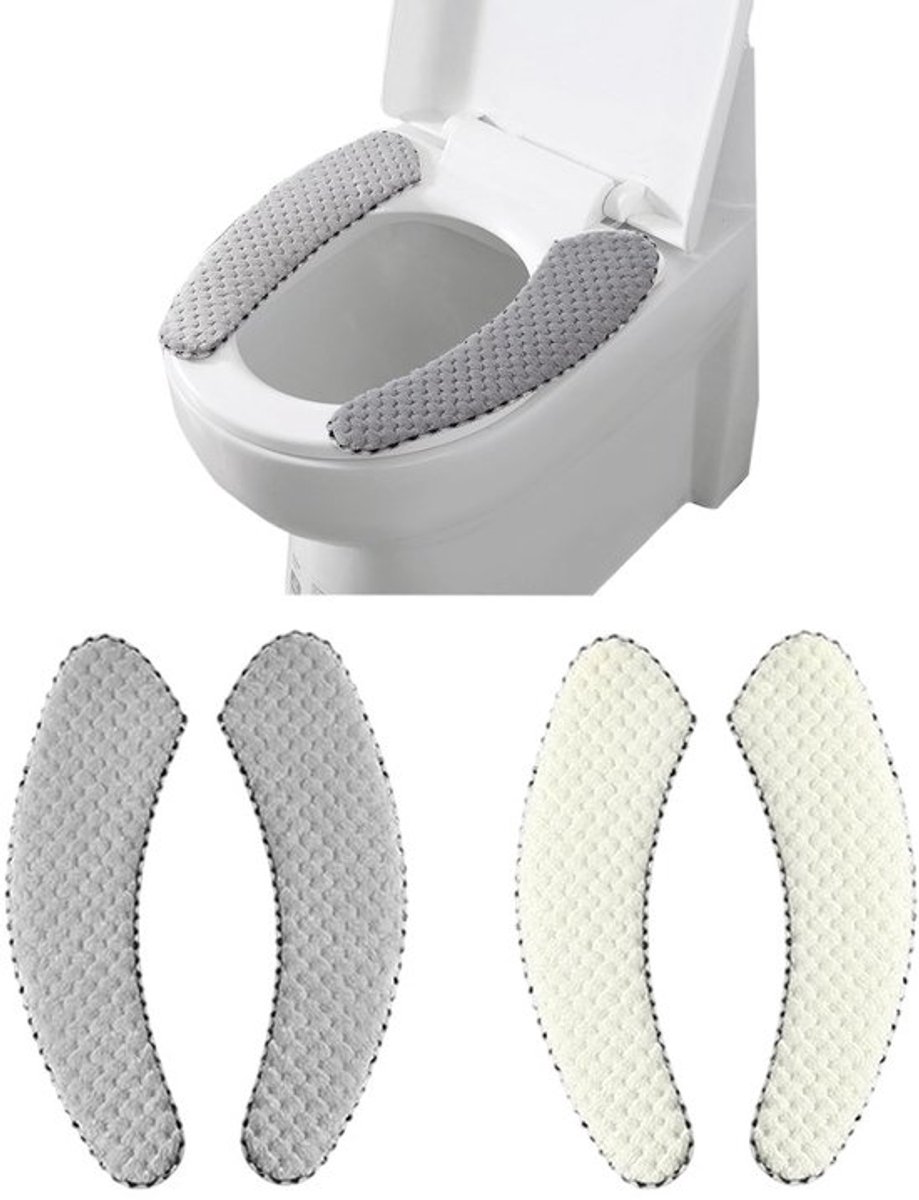 Toiletbrilhoes 2 Paar - Pluche Koraalfluweel - Zelfklevend - Wintertoiletbrillen - Badkameraccessoires - 37 x 9 cm - Toiletmat