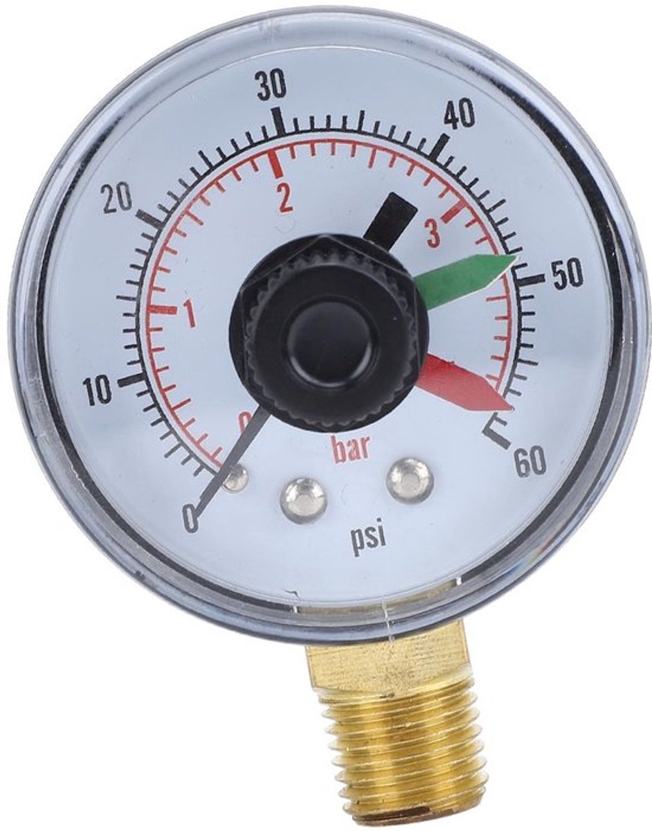 Watermanometer Hoge Betrouwbaarheid - Vervangingsmanometer - Drukmeter - Wijzerplaat - Eenvoudige Installatie - DN8 Buitendraad