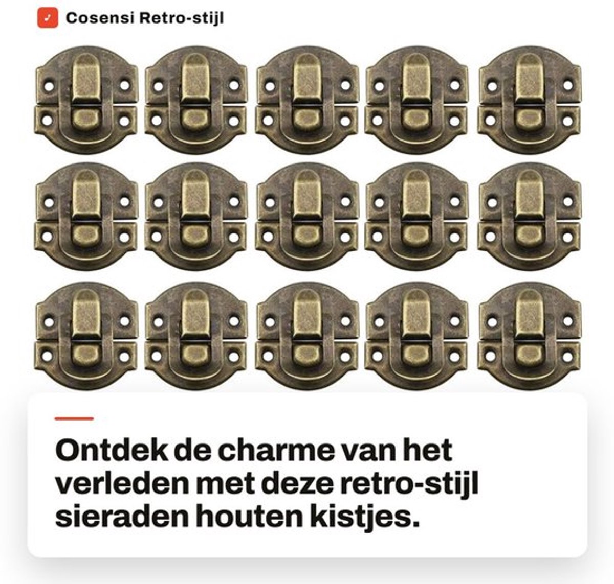 Juwelendoos Retro Stijl - Houten Kist - Antiek Messing Slot - Decoratief - Schokbestendig - Eenvoudige Installatie - Opbergdoos