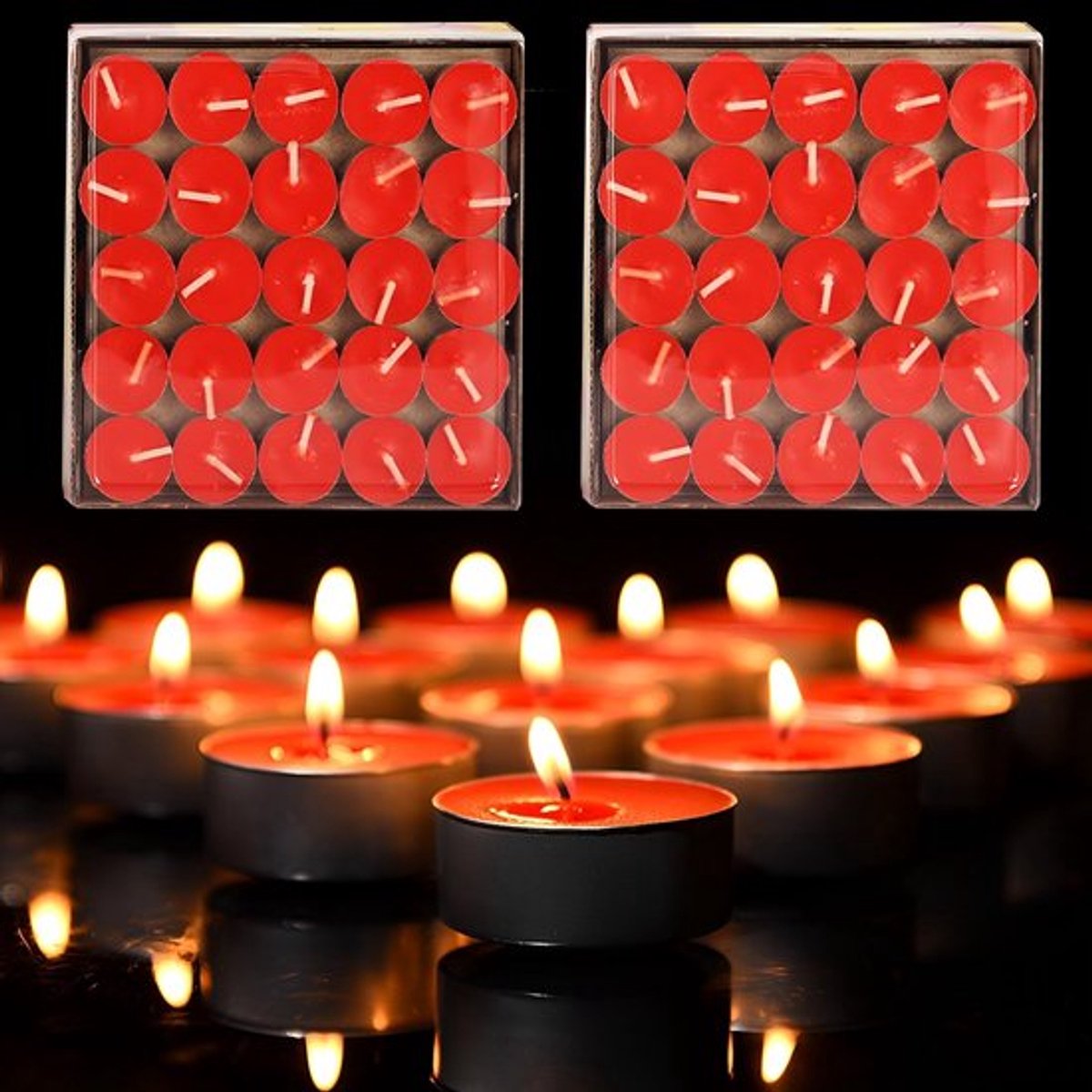 Solidchoice- Theelichten 50 Stuks - Ronde Kaarsen - 2 Uur Brandtijd - Rookloos - Decoratief voor Bruiloften - Katoenen Lonten - Waxinelichtjes