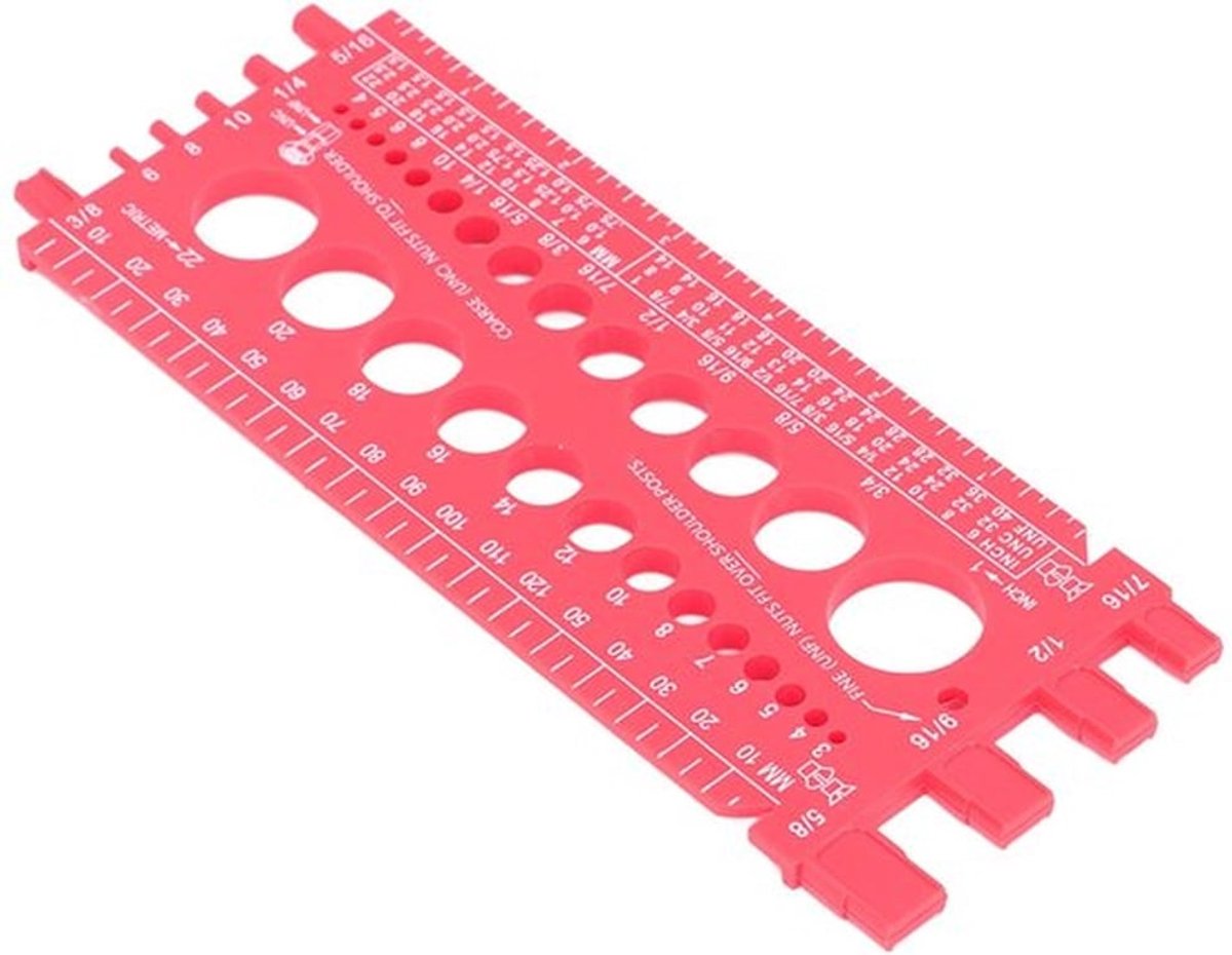 Boutmeter Duidelijke Markeringen - Moer/Bout Identificatie - Draad Checker - Stevig Plastic - Voor Werkplaats/Garage - Nauwkeurige Metingen - Maatmeter